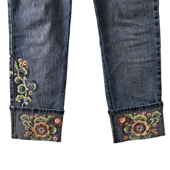 DG2 Diane Gilman Floral Embroidered Cropped Jeans 6P - Picture 1 of 5